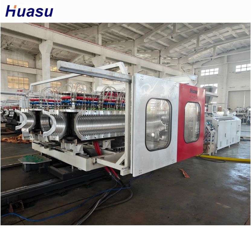 Máquina de extrusão de tubos corrugados de parede dupla de PVC para tubos de plástico