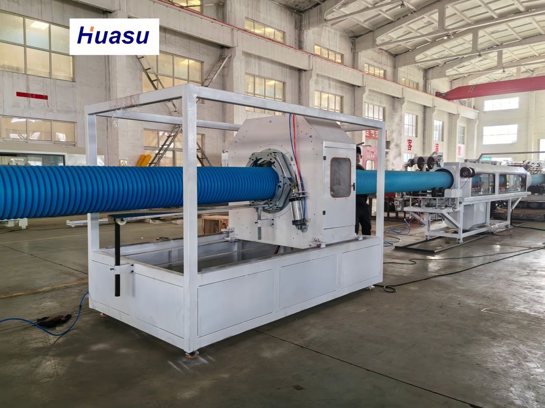Linha de extrusão de tubos DWC com diâmetro de tubos de 32-1600 mm 60-2000kg/h Capacidade e sistema de controlo PLC para tubos de PVC PE MPP PA HDPE