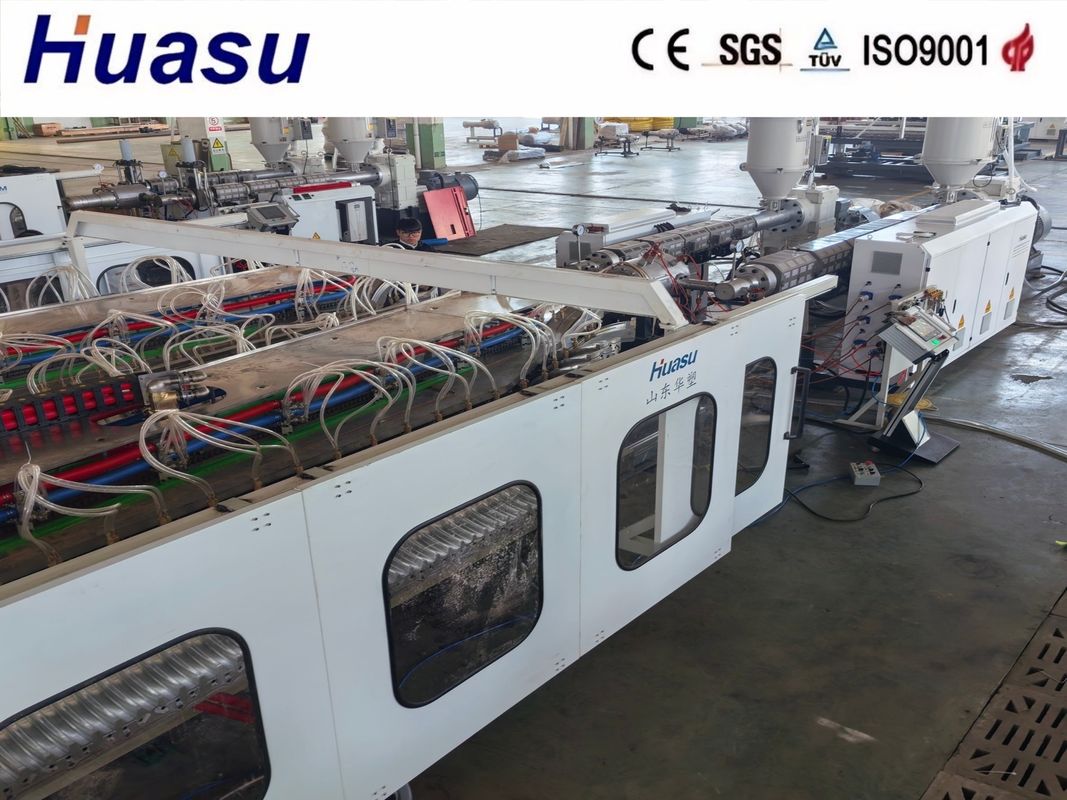 Linha de extrusão de tubos ondulados de parede única com controlo remoto, com fluxo de trabalho estável e sinalização em linha para tubos de PVC/PE/MPP/PA/HDPE