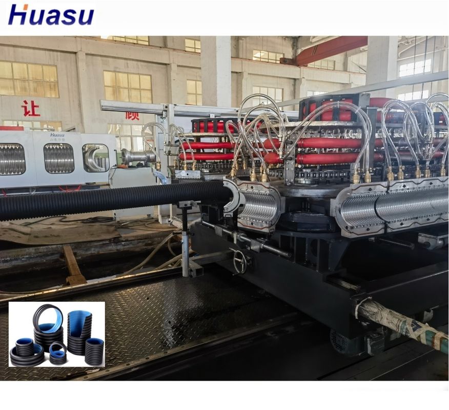 Linha de extrusão de tubos corrugados de parede dupla com motor AC WEG 63 mm Min Diâmetro