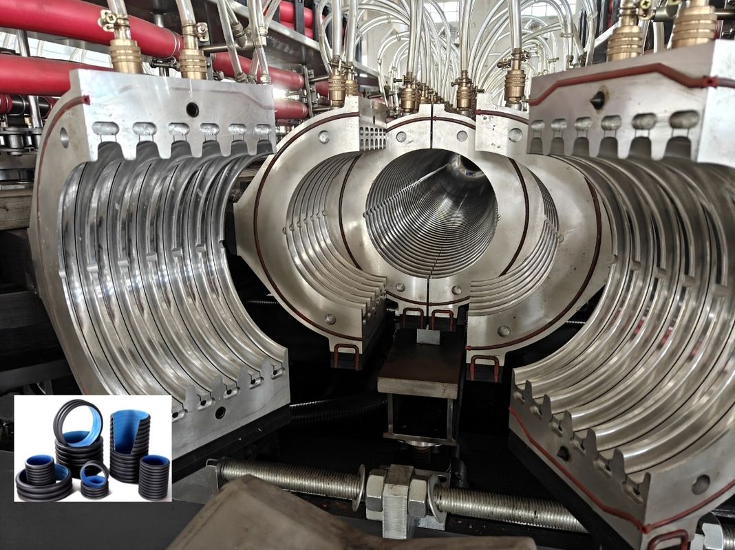 Linha de extrusão de tubos corrugados de parede dupla com motor AC WEG 63 mm Min Diâmetro