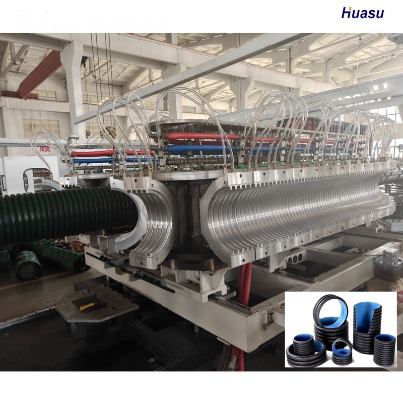 Double Wall Corrugated Pipe Extrusion Line with 6m or Customized Pipe Length HDPE PVC Model and Single or Twin Screw Co-extruder