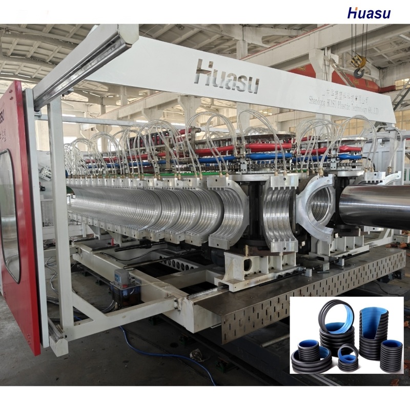 Double Wall Corrugated Pipe Extrusion Line with HDPE PVC Model 6m or Customized Pipe Length and Water Cooling