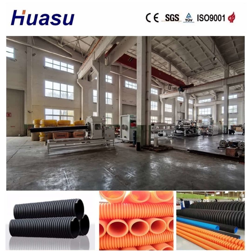 Linha de extrusão de tubos corrugados de parede única de controle por PLC da Siemens, com soluções de formatação de ondas personalizáveis e sinalização online