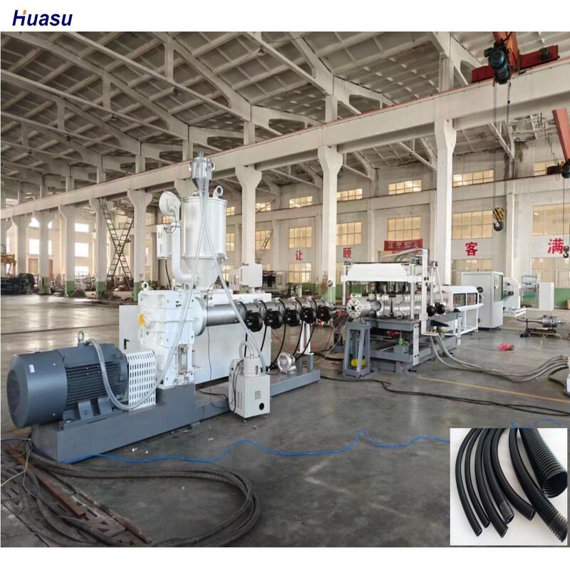 Linha de extrusão de tubo corrugado de parede dupla com certificação ISO e CE, com sistema de resfriamento a água e material de engrenagem 20CrMnTi