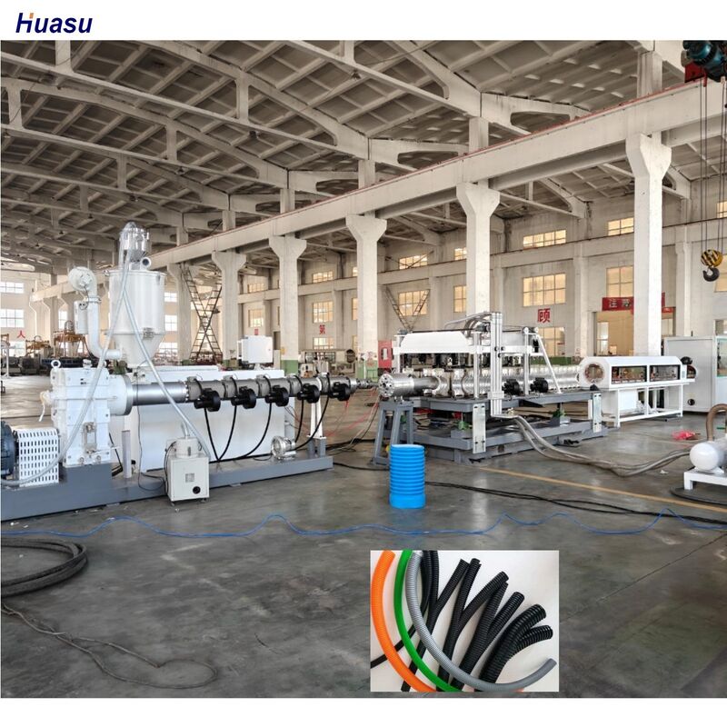 Linha de Extrusão de Tubo Corrugado de Parede Dupla com Motor AC Siemens, Relação de Rosca 33:1 e Sistema de Arrefecimento a Água