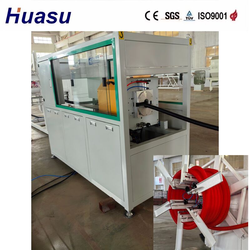 Fábrica de tubos ondulados de HDPE com interface de tela sensível ao toque de controle PLC para ID de tubos de 32 mm - 1600 mm e opções de resfriamento por água e ar