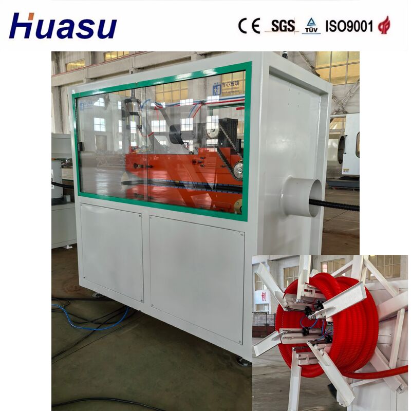 Linha de extrusão de tubos de proteção de cabos de três camadas com arrefecimento por ar e água para ID de tubos de 32 mm-1600 mm