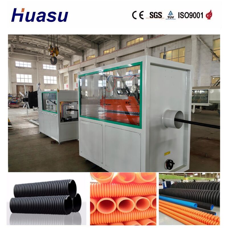 Linha de produção de tubos ondulados de parede dupla com saída de 60-2000kg/h, diâmetro de tubo de 32mm-1600mm e controle remoto PLC