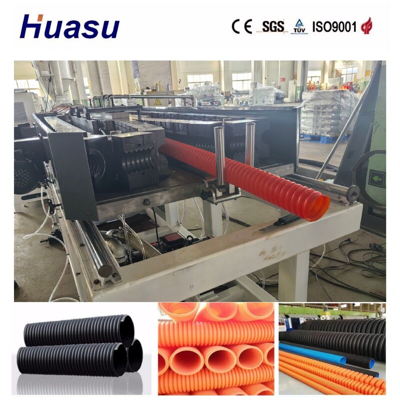 Linha de extrusão de tubos corrugados de parede simples controlada por CLP para grânulos de PE, PP, PVC, HDPE com diâmetro de tubo de 32-1600mm