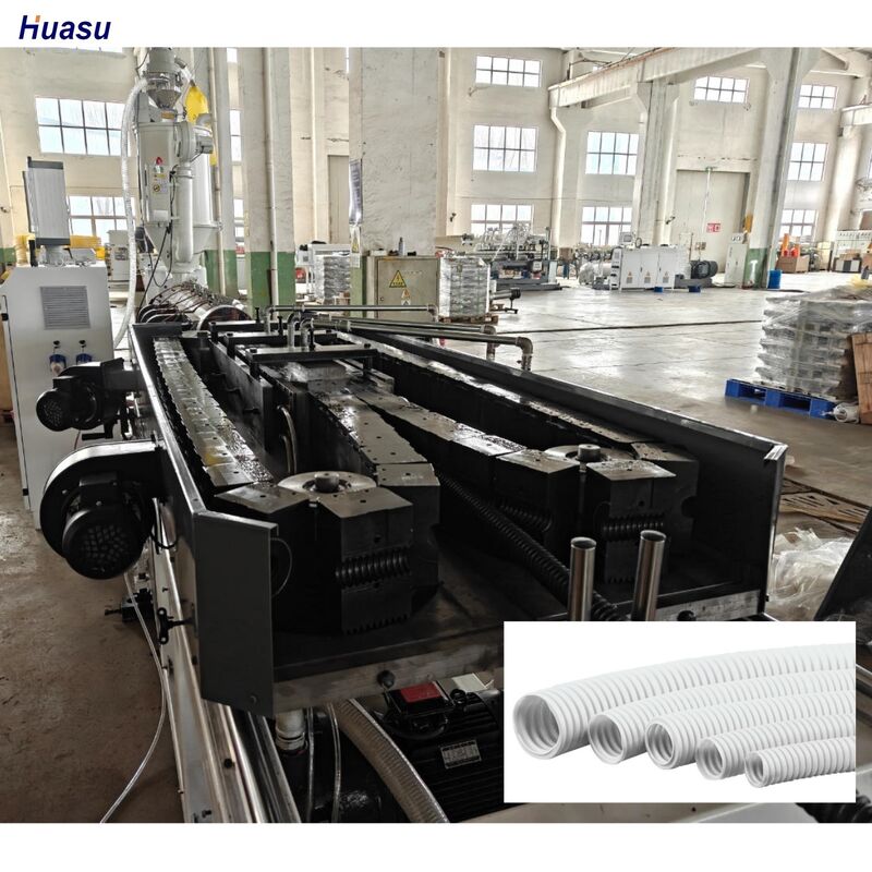 Linha de produção automática de tubos corrugados com 1 ano de garantia, proporcionando processo de extrusão de tubos e durabilidade a longo prazo