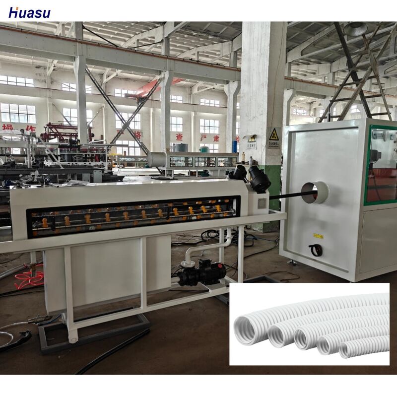 Linha de Extrusão de Tubos Corrugados de Parede Simples com Controle PLC Incorporando Corrugador Tipo Molde Rotativo de PEAD para Produção de Tubos