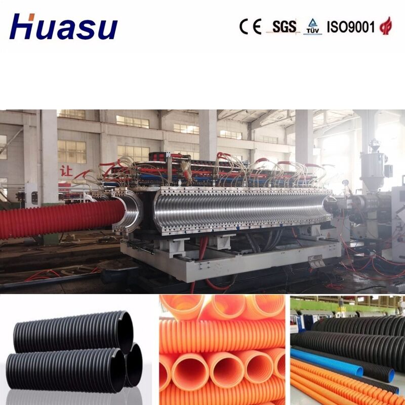 Linha de extrusão de tubos de liga de alumínio de parede dupla ondulada com controle PLC para diâmetro de tubo de 32 mm-1600 mm