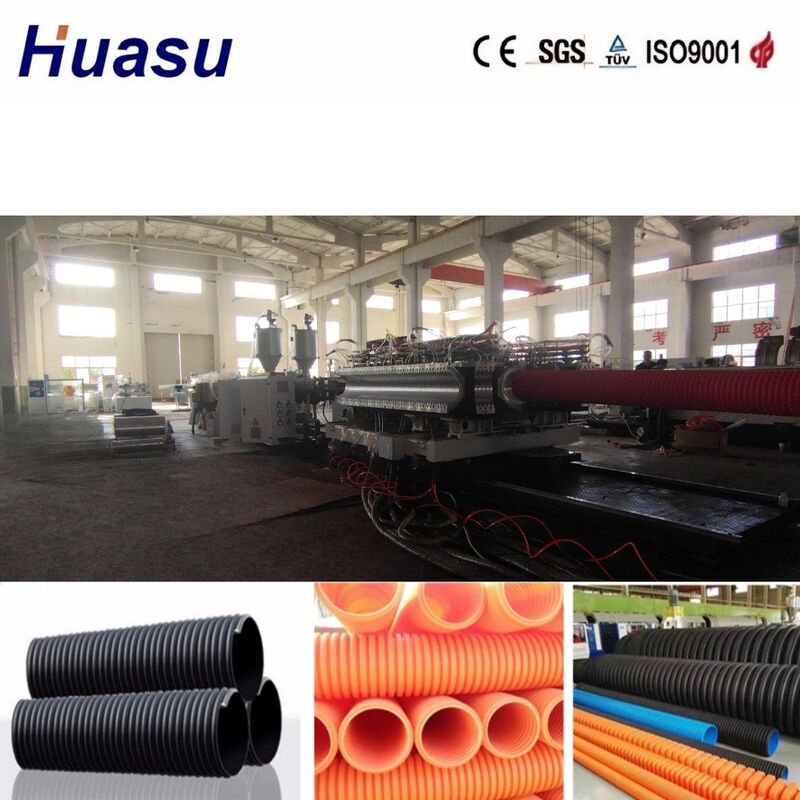 Linha de Extrusão de Tubos Corrugados de Parede Dupla Controlada por PLC com Capacidade de 100-1000 Kg/h e Diâmetro de Tubo de 32mm-1600mm