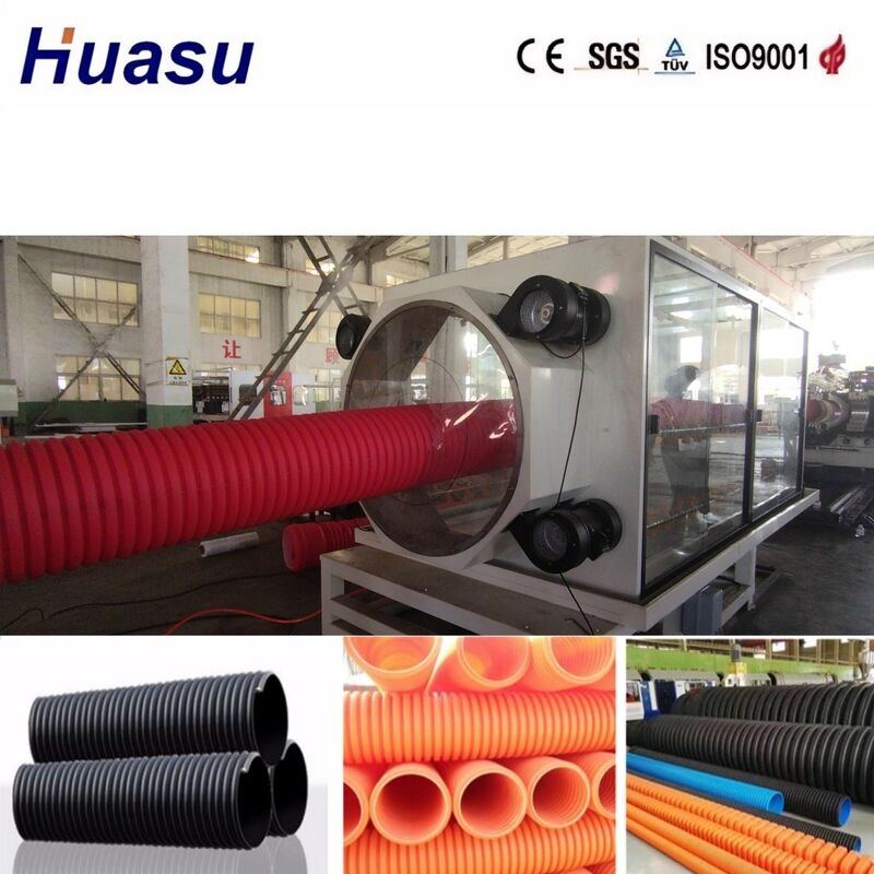 Linha de Extrusão de Tubos Corrugados de Parede Dupla Controlada por PLC para Tubos de 32mm-1600mm com Capacidade de 100-3000kg/h