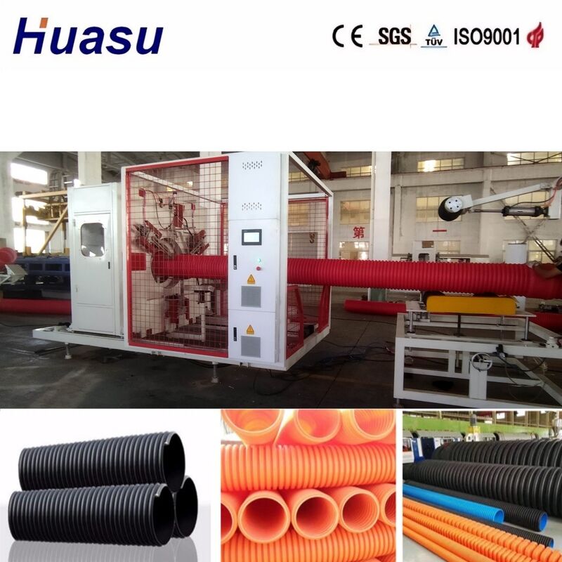 Linha de Extrusão de Tubos Corrugados de Parede Dupla Controlada por PLC para Diâmetro de Tubo de 32mm-1600mm com Alta Produtividade
