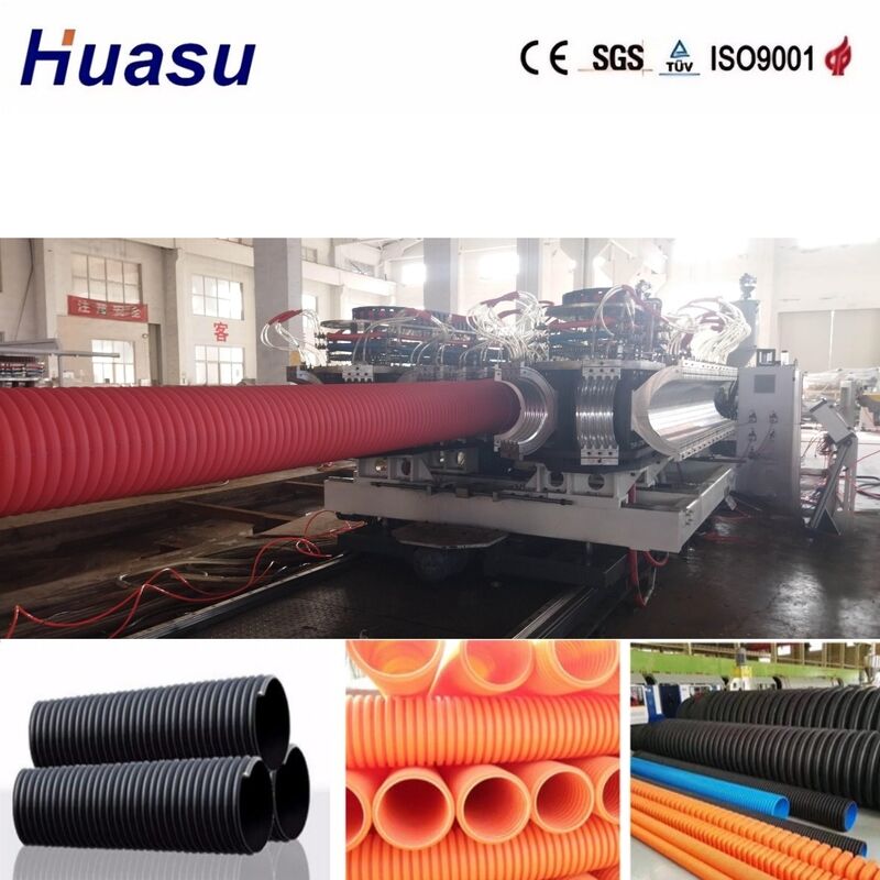 Linha de Extrusão de Tubos Corrugados de Parede Dupla Controlada por PLC para Tubos de 32mm-1600mm com Capacidade de 100-3000kg/h