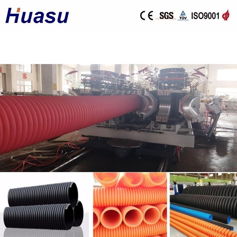 Linha de extrusão de tubos corrugados de parede dupla com controle PLC de diâmetro interno de 32 mm-1600 mm e alta produtividade para plantas de fabricação
