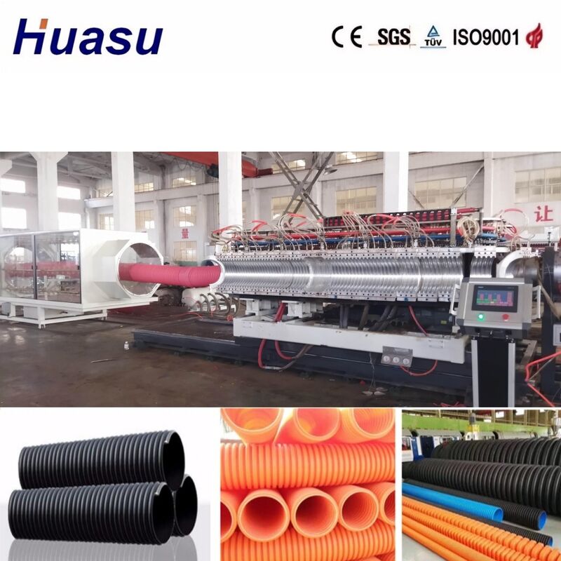 Linha de Extrusão de Tubos Corrugados de Parede Dupla Controlada por PLC para Diâmetro de Tubo de 32mm-1600mm com Alta Produtividade