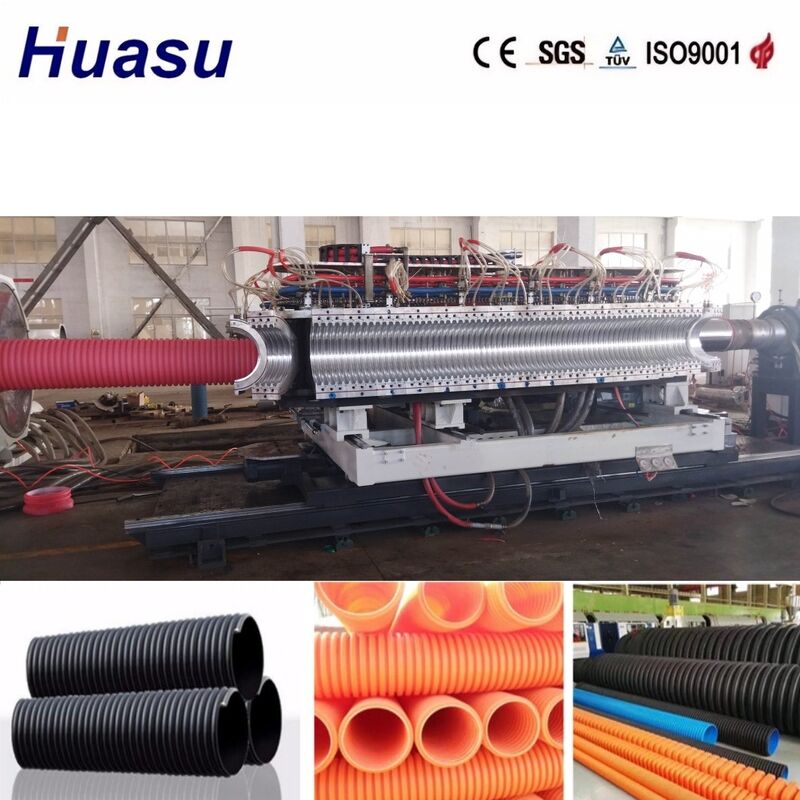 Linha de extrusão de tubos corrugados de parede dupla com controle PLC de diâmetro interno de 32 mm-1600 mm e alta produtividade para plantas de fabricação