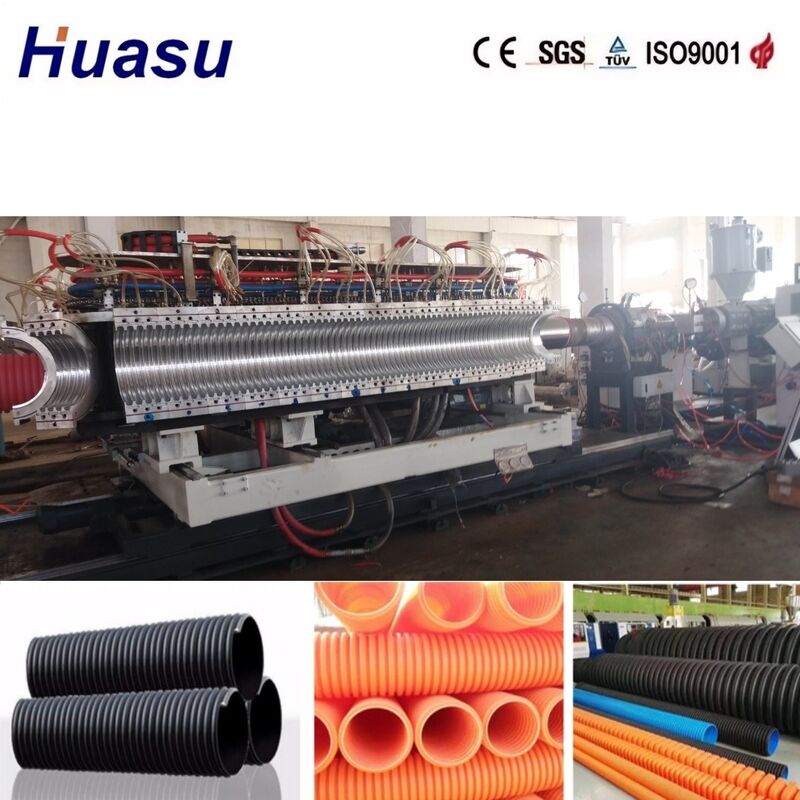 Máquina de extrusão de tubos corrugados de parede dupla com diâmetro de tubo de 32 mm-1600 mm, controle PLC e alta produtividade