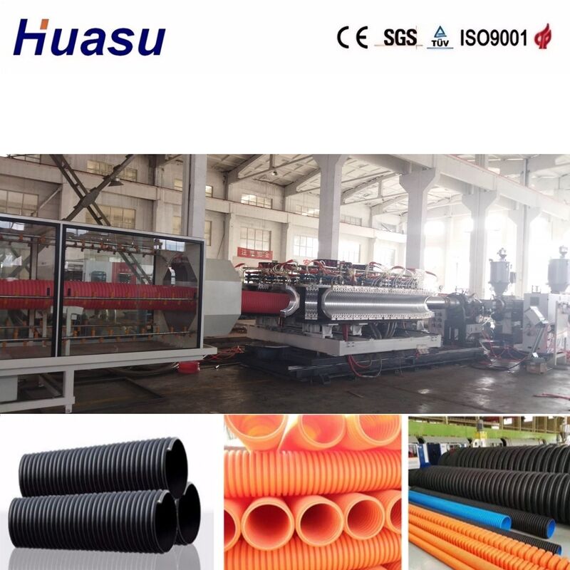 Linha de Extrusão de Tubos Corrugados de Parede Dupla com Diâmetro de Tubo de 32mm-1600mm, Controle PLC Siemens e Alta Produtividade de 100-3000kg/h para Engenharia Municipal