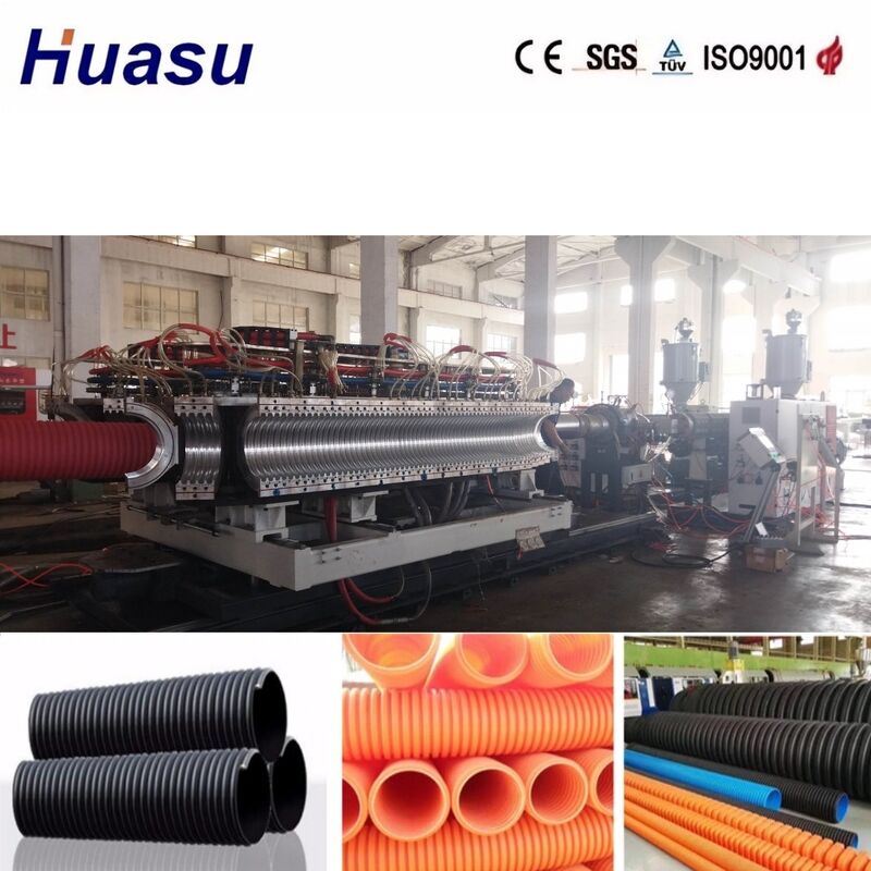 Linha de Extrusão de Tubo Corrugado de Parede Dupla com Cabeçote de Matriz de Aço Liga e Controle PLC Siemens para Diâmetro de Tubo de 32-1600mm