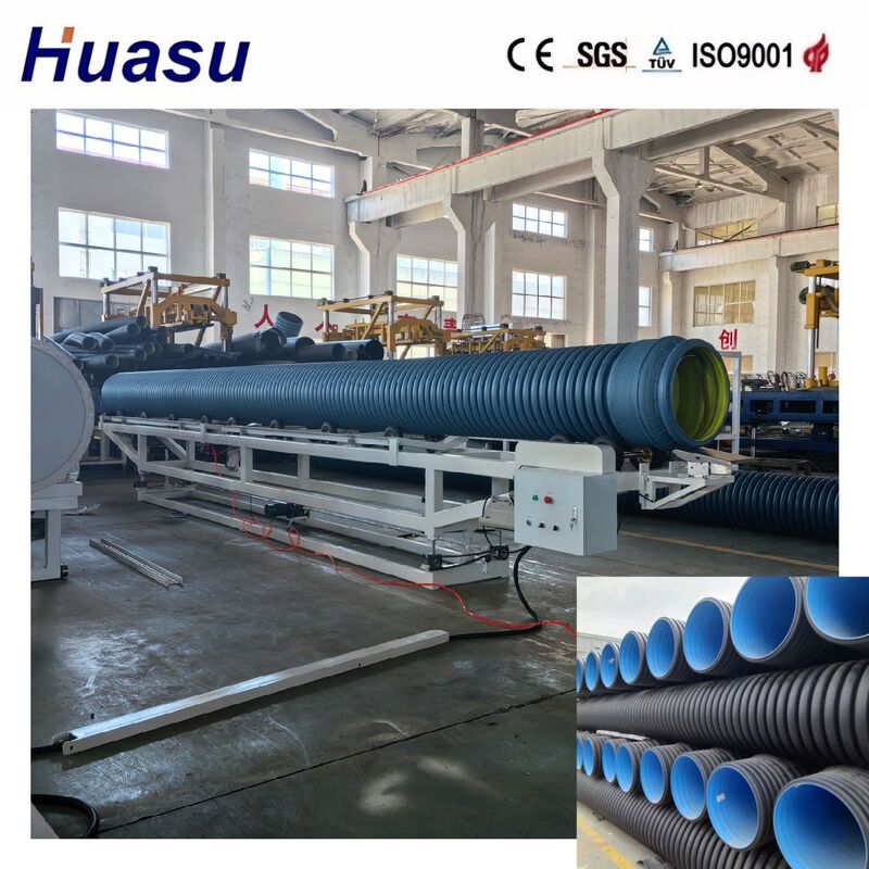 Linha de extrusão de tubos ondulados de parede dupla de alta produtividade para HDPE/PE/PP/PVC/MPP com diâmetro de tubo de 32-1600 mm