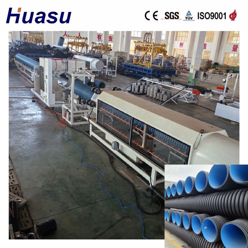 Linha de extrusão de tubos ondulados de parede dupla de alta produtividade para HDPE/PE/PP/PVC/MPP com diâmetro de tubo de 32-1600 mm