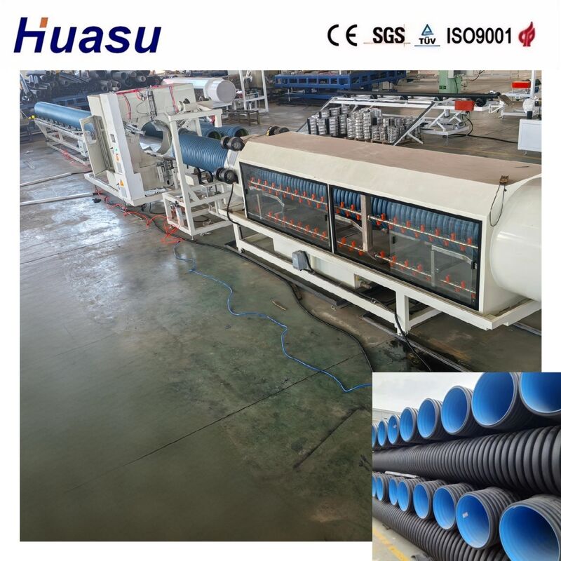 Linha de extrusão de tubos ondulados de parede dupla de alta produtividade para HDPE/PE/PP/PVC/MPP com diâmetro de tubo de 32-1600 mm