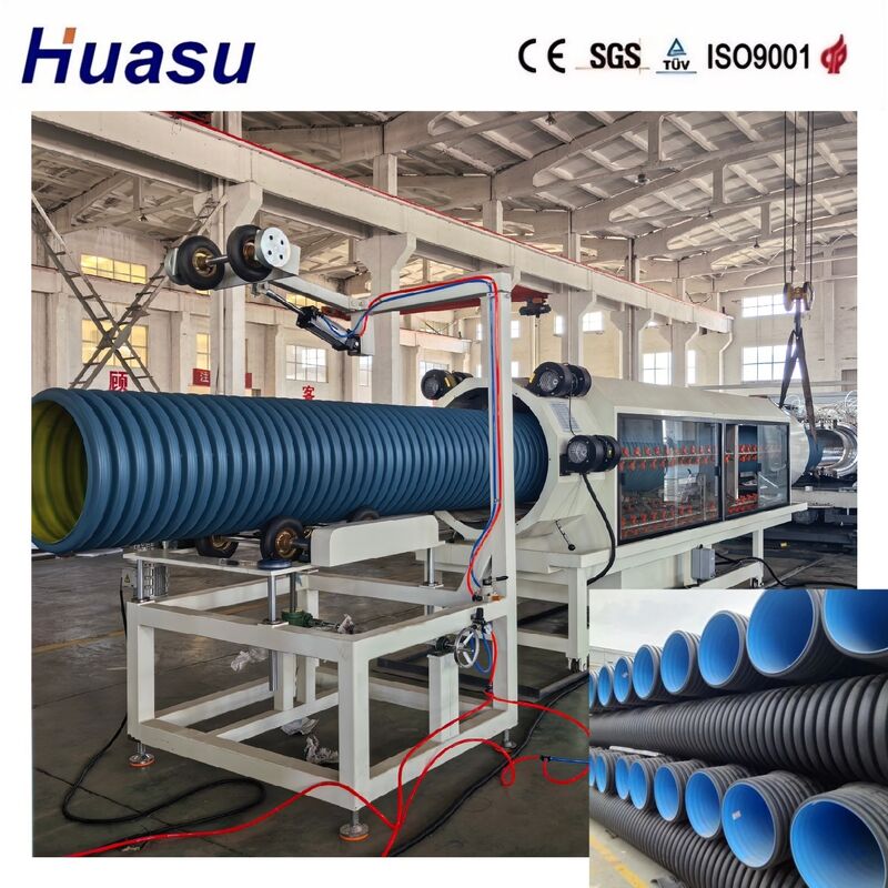 Linha de extrusão de tubos ondulados de parede dupla de alta produtividade para HDPE/PE/PP/PVC/MPP com diâmetro de tubo de 32-1600 mm