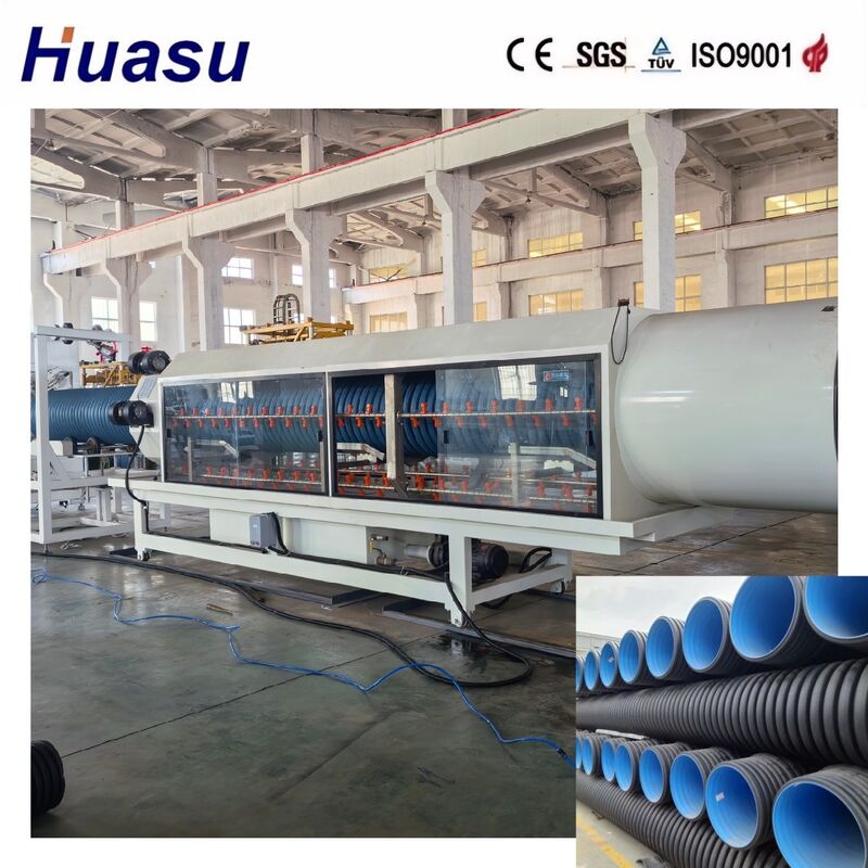 Linha de extrusão de tubos ondulados de parede dupla de alta produtividade para HDPE/PE/PP/PVC/MPP com diâmetro de tubo de 32-1600 mm