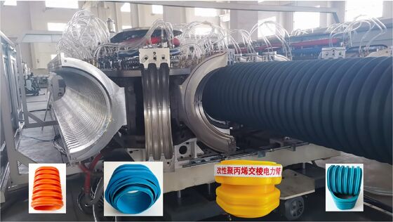 Hot PVC PP PE Single Double Corrugated Pipe Production Extrusion Line With PLC Corrugated Pipe Machine